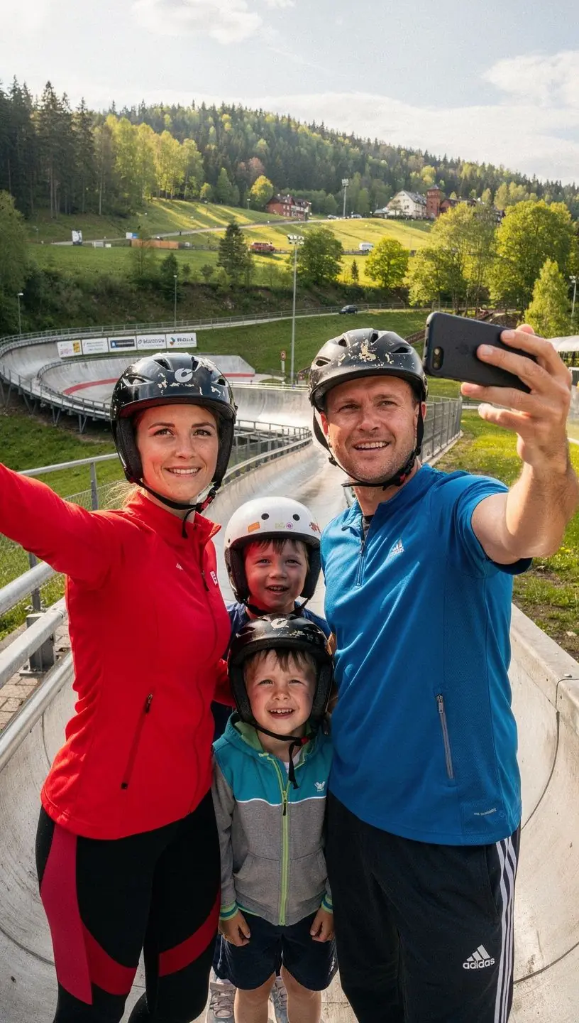 Children exploring a vibrant local market filled with traditional Latvian crafts and foods.